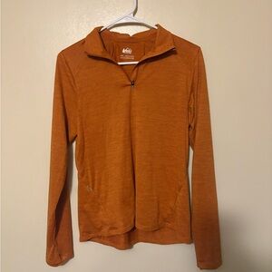 REI Burnt Orange Active Pursuits Womens Quarter-Zip Top